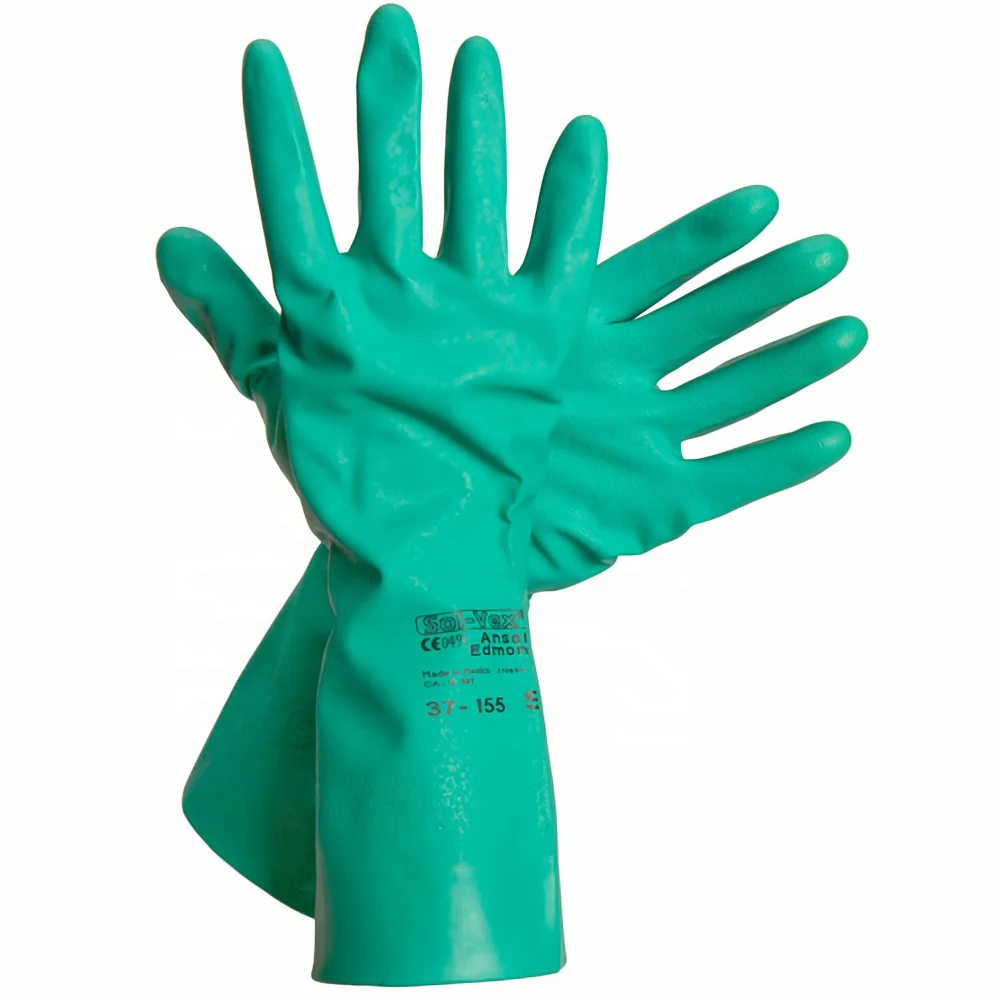 Thick Latex 92600 guantes induatriales Green Nitrile Hand Work Gloves for Industrial