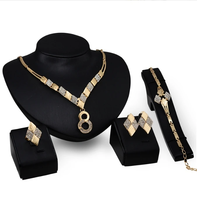 Bridal Gold Plated Diamond Jewellery Set Best Wholesale Jewelry Websites Online