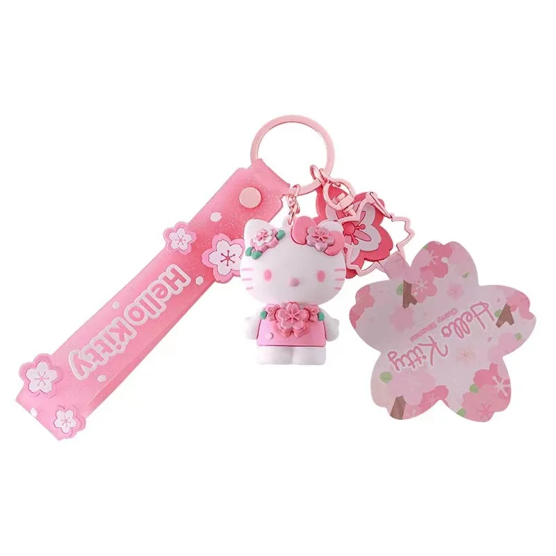 Kawaii Hello Kitty Keychain Pink Kuromi Melody Cinnamoroll Car Pendant Key Ring Ornaments Toys Kids Dolls Girl&Child Gift