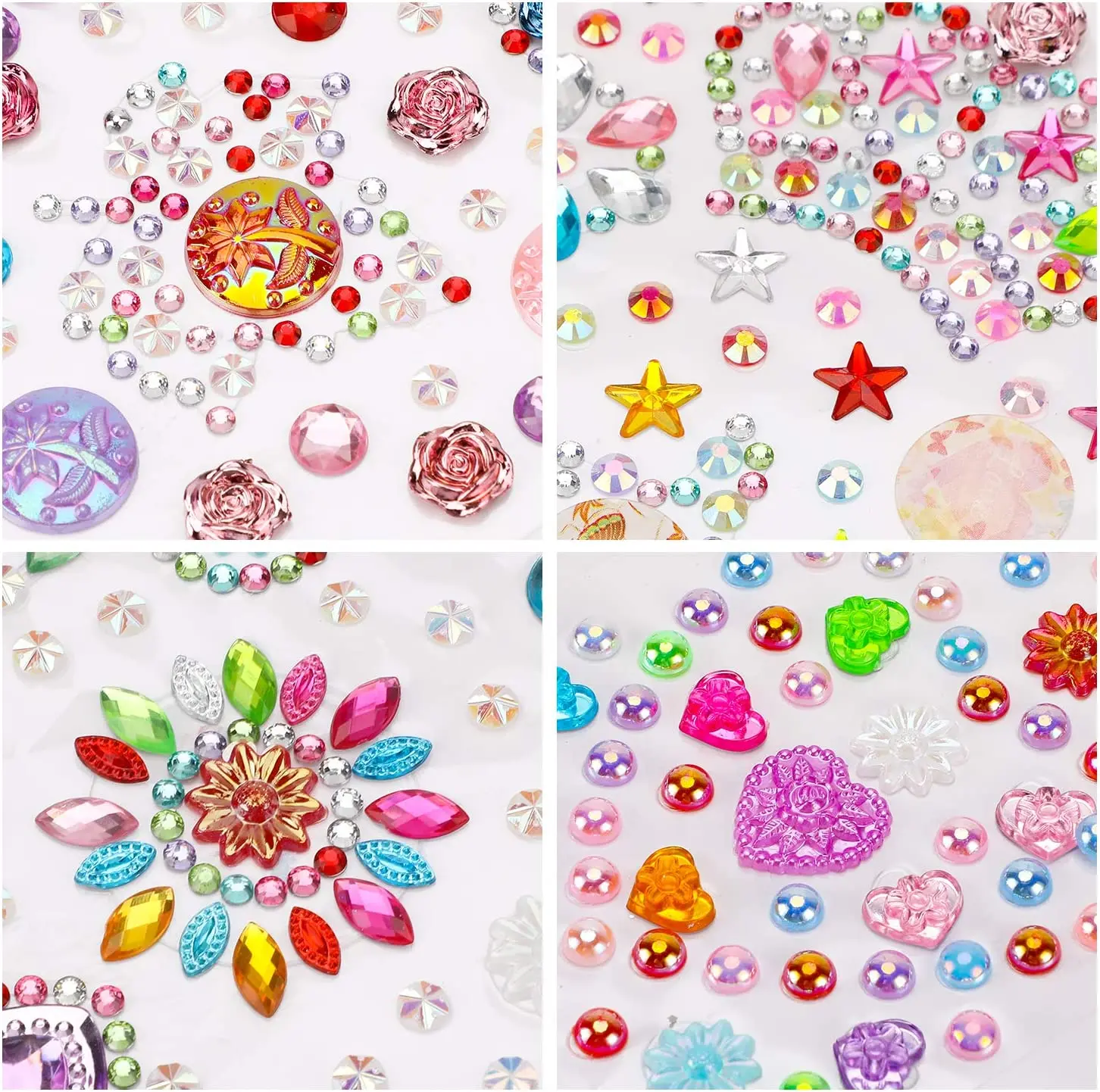 Self-Adhesive Rhinestone Sticker Craft Jewels and Gems Sticker Set for Children