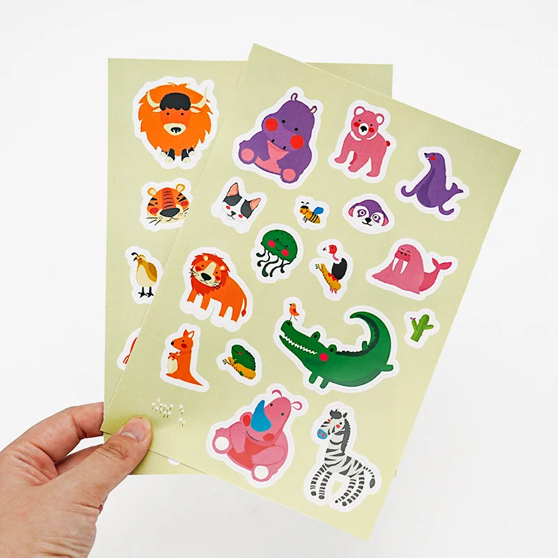 Custom printing decorative cartoon animal waterproof logo pvc self-adhesive kiss cut sticker vinyl personalized sticker sheet