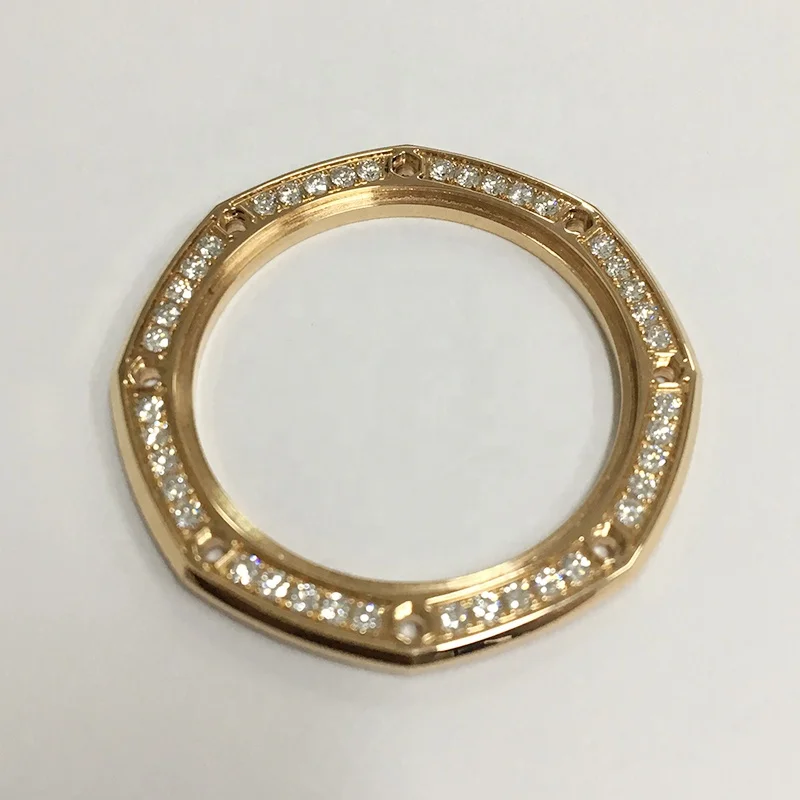 Luxury Brand Original Parts Bezel Stainless Steel Rose Gold Watch Bezel Insert with CZ for Royal/-Oak Watch