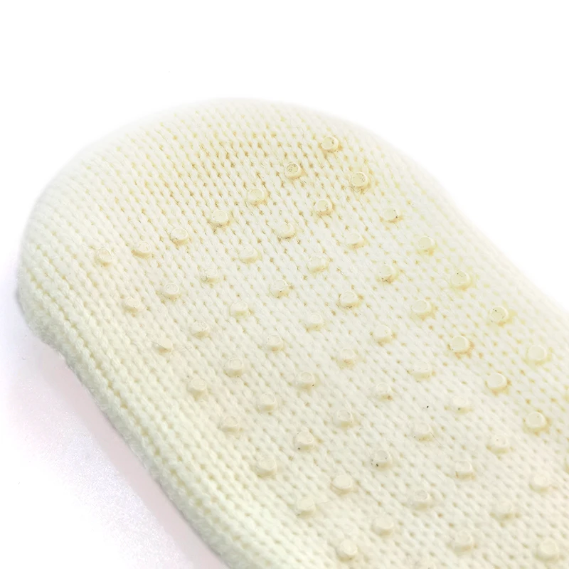 Long slipper socks with rubber sole for adults indoor household solid white knitted non-slip warmer floor socks