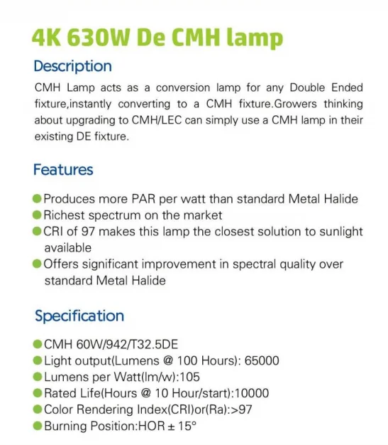 
Plants CMH light 630w /Manufacturer 630w DE CMH Bulb/630w cmh double ended Grow Lights For Hydroponic 