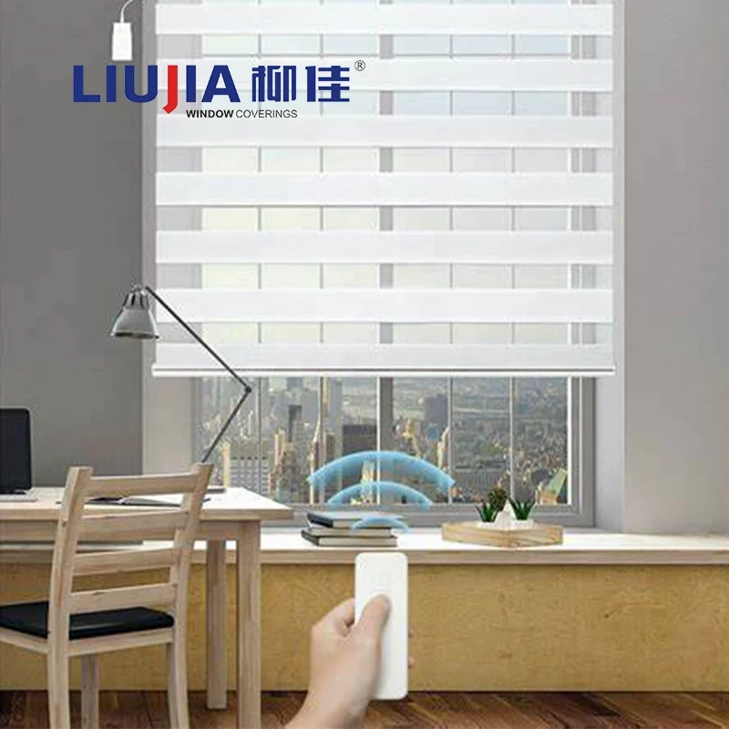 Automatic electric tubular motor lowest price indoor window shades blackout motorized Zebra Roller blinds shades