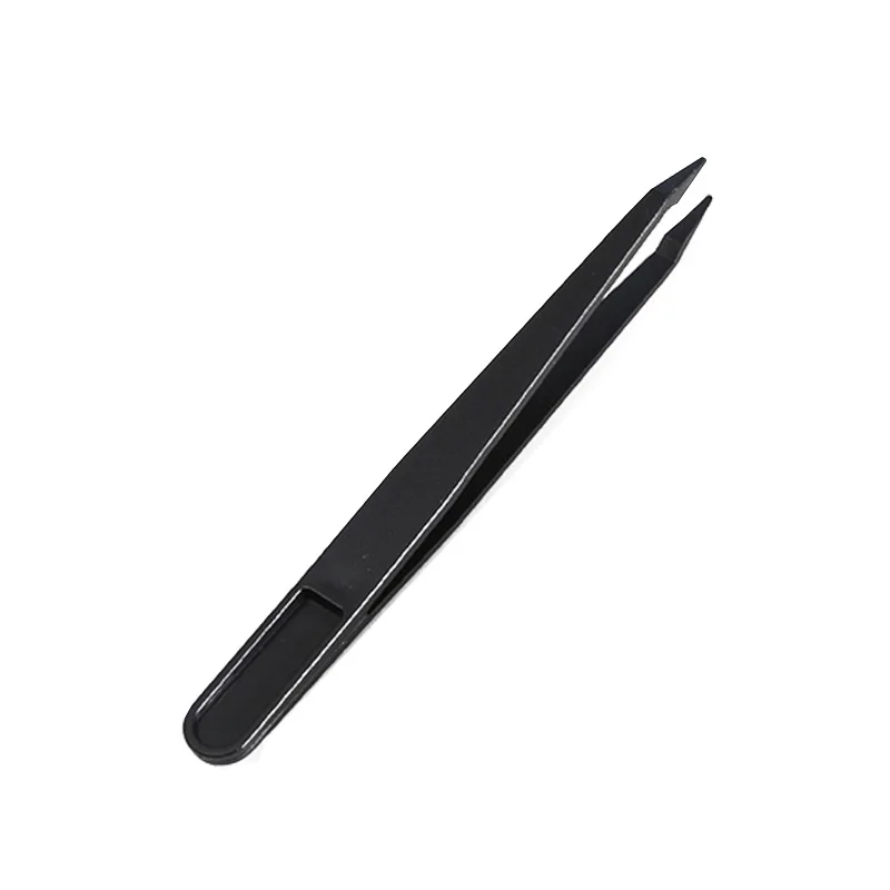 Factory Wholesale Black Plastic Elbow Straight Headed High Precision Tweezers For Eyelash Extension