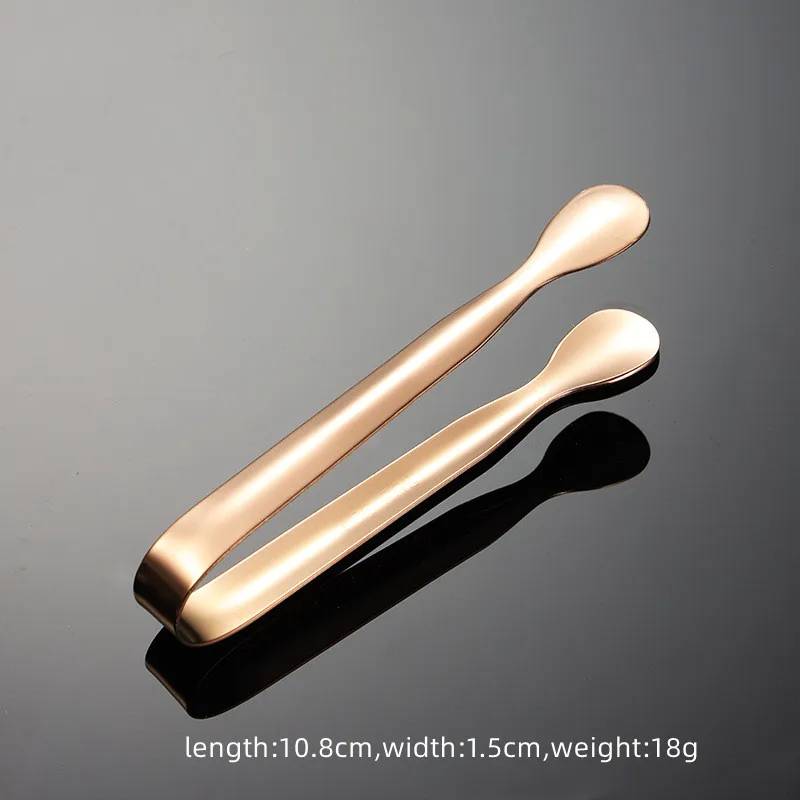 Multi Purpose 304 Stainless Steel Food Clip Ice Clamp Short Handle Round Edge Small Sugar Cube Tongs