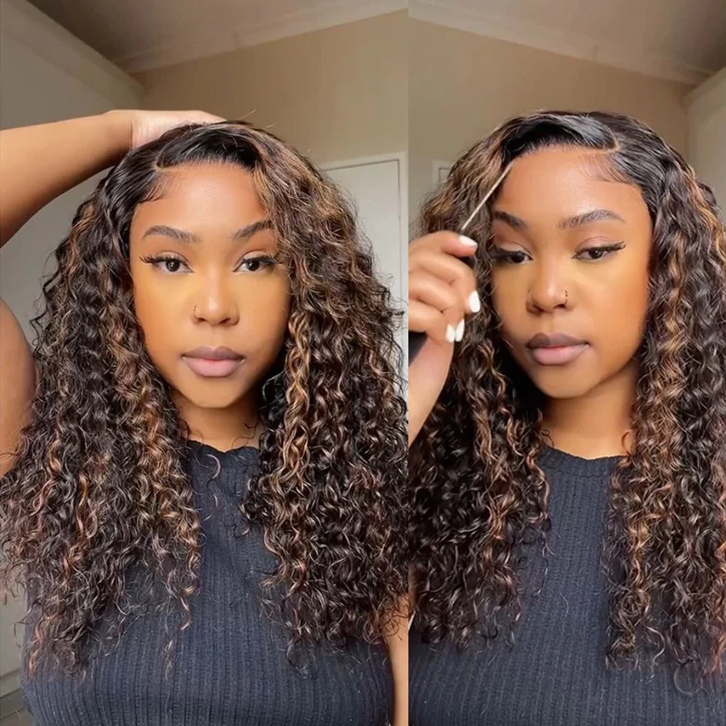 ISEE Hot Sale Wear Go PreMax Glueless Wigs Viral Pre-cut Lace Casual Blonde Highlights Water Wave Small Tiny Knots 4x6 Lace Wigs