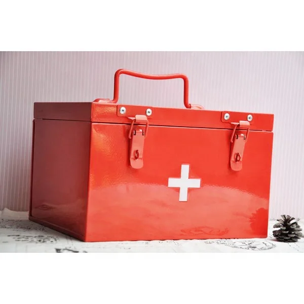 First Aid Dedicated Medical Storage Box With Double Layer & 2 Compartments Metal First Aid Kit