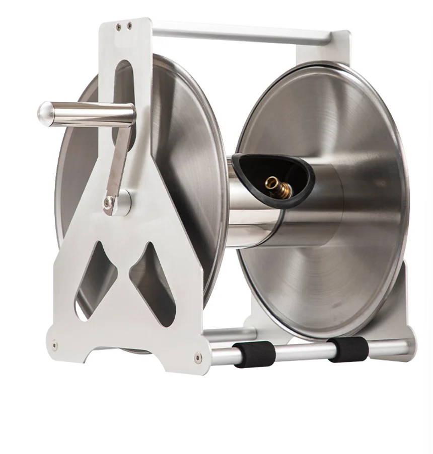 Stainless Steel Garden Hose Reel,  Water Hose Reel with Stainless Steel Handle
