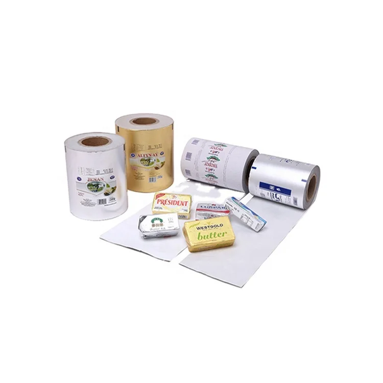 printing factory aluminum foil laminated margarine butter foil packaging paper roll