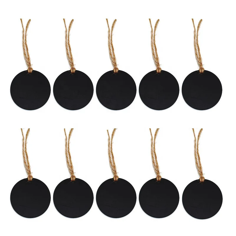 
Wooden round double-sided small blackboard hemp rope diy decorative tag pendant 