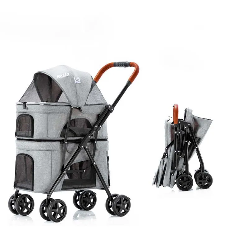Wholesale Best Pet Strollers Trolley For Dog And Cat Stylish Durable Foldable Double Layer