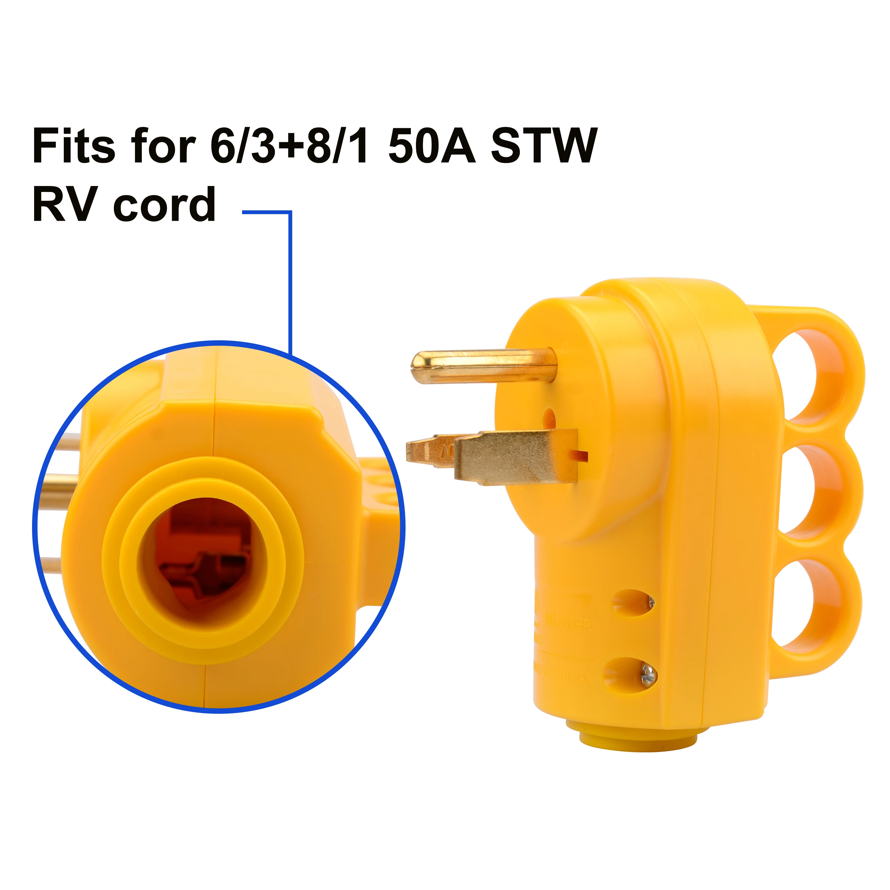 NEMA 6-50P/ 6-30P Plug Replacement, 30/50 Amp 250 Volts 3-Prong Grounded Heavy Duty Power Cord Plug with Handle, ETL Listed