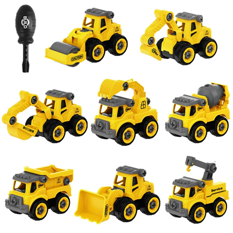 Nut disassembly loading and unloading engineering vehicle excavator bulldozer screw boy creative tool educational toy