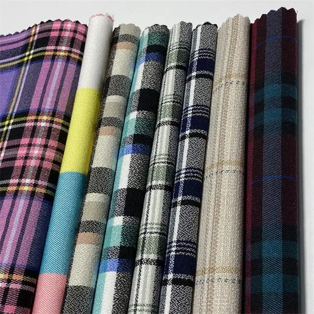 
Wholesale New yarn dyed check Lenzing Ecovero Viscose yarn bengaline fabric import from china women stretch pants 