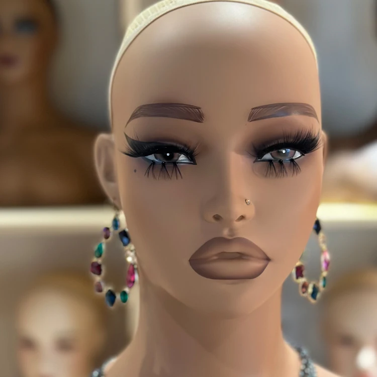 Realistic Mannequin Black Brown Female Mannequin Head with shoulders for styling