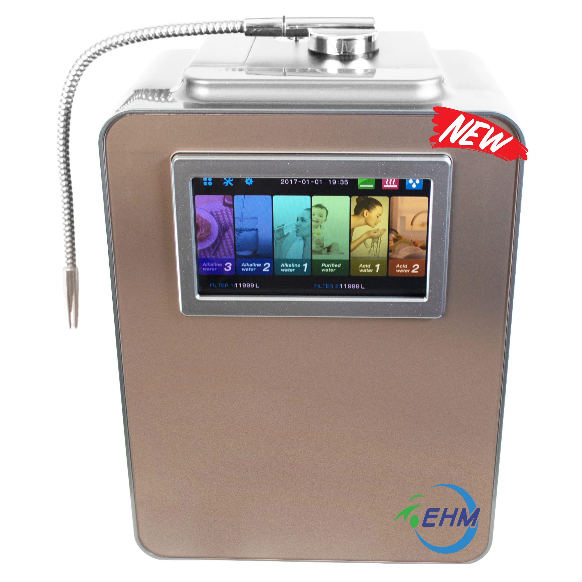 Alkaline water filtration ionizer machine Kangen water- pH 2.8-11.2 - 8 large titanium with platinum coating plates water ionize