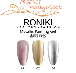 RONIKI 3D Carving Gel Private Label 3 Colors Metallic Painting Gel Polish for nail art