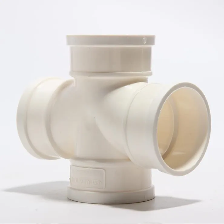 PVC straight cross tee PVC-U joint plastic fitting drainage 4-way pipe