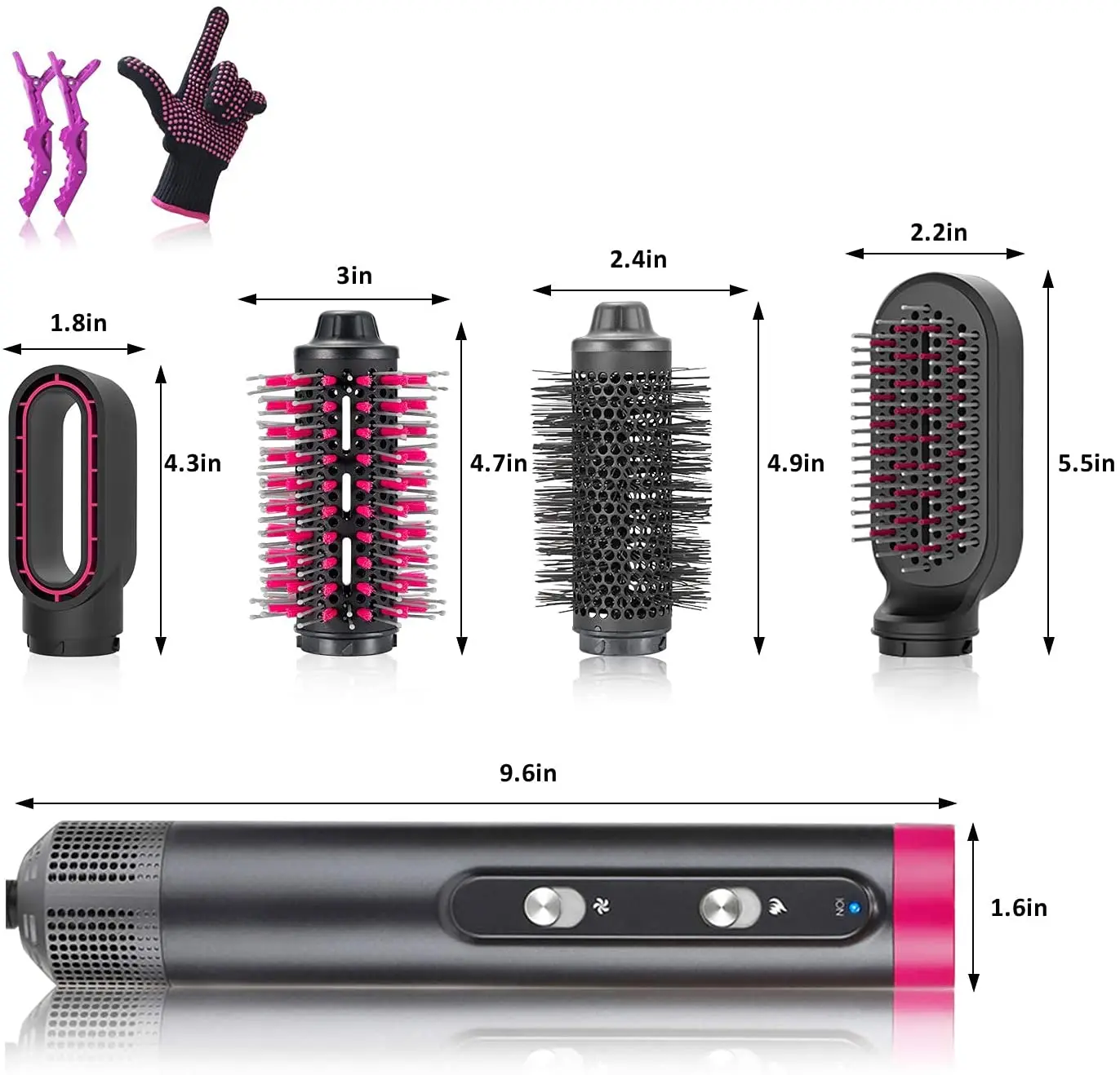 One Step 4 in 1 Hot Air Comb Hair Straightening Curling Brush Dryer Styling Interchangeable Hot Comb Air Blow Dry Brush
