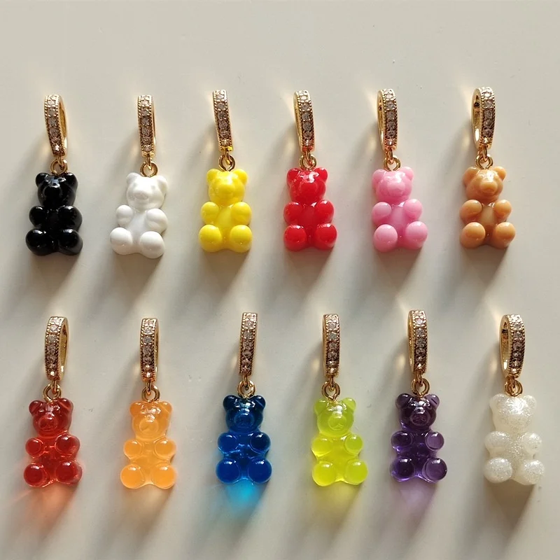 Popular acrylic&resin Trendy bear earrings and necklace pendant dangle jewelry for girls ladies
