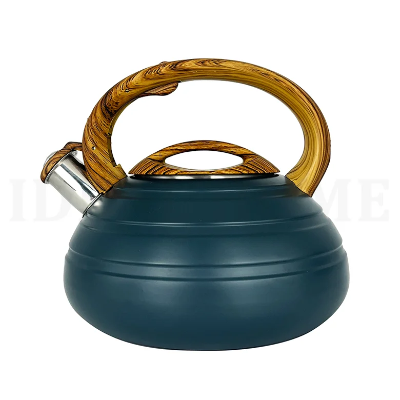 2.8L Stainless Steel Whistling Tea Kettle Coffee Teapot with Wooden Handle
