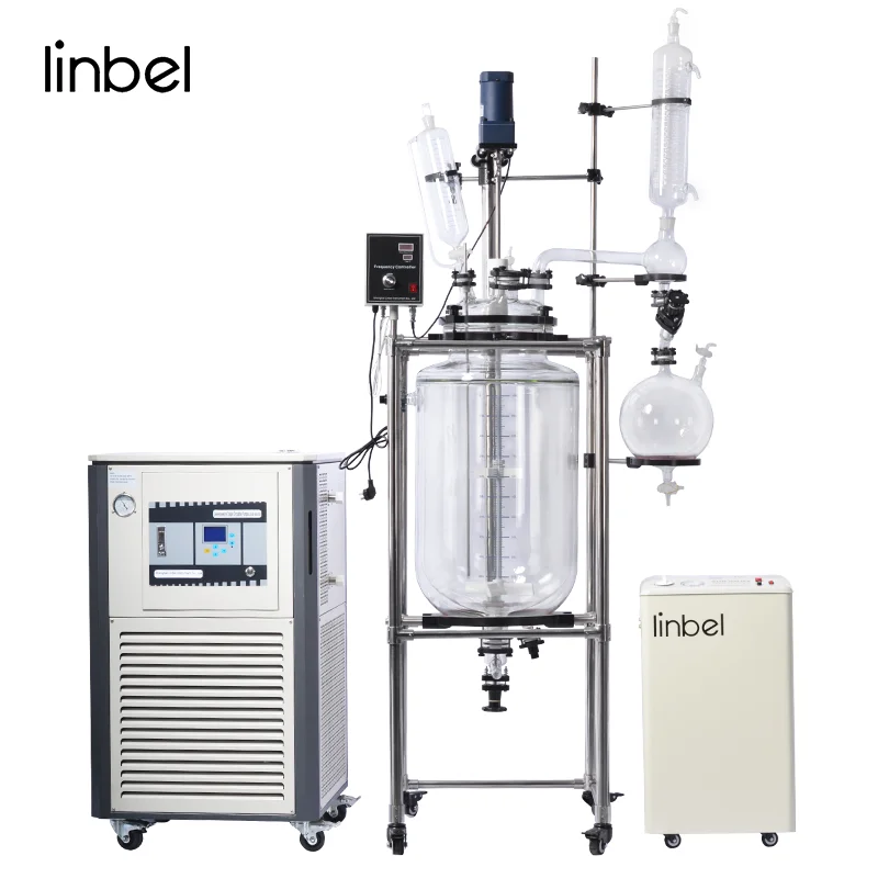 Hot Sell 100 Liters Chemical Jacketed Glass Reactor with Programmable Constant Temperature