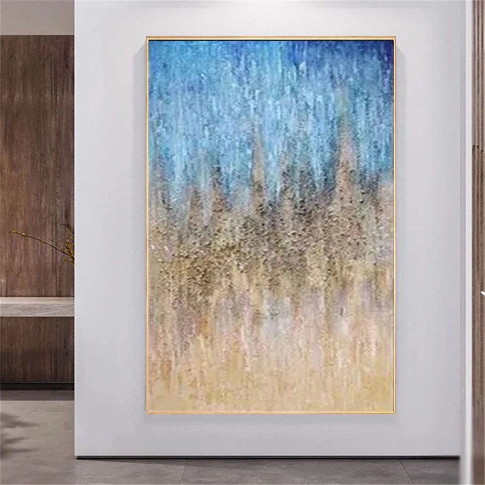 Gravel Texture Hand Painted Oil Picture Luxury Abstract Blue Sky painting oil canvas large  abstract handmade custom
