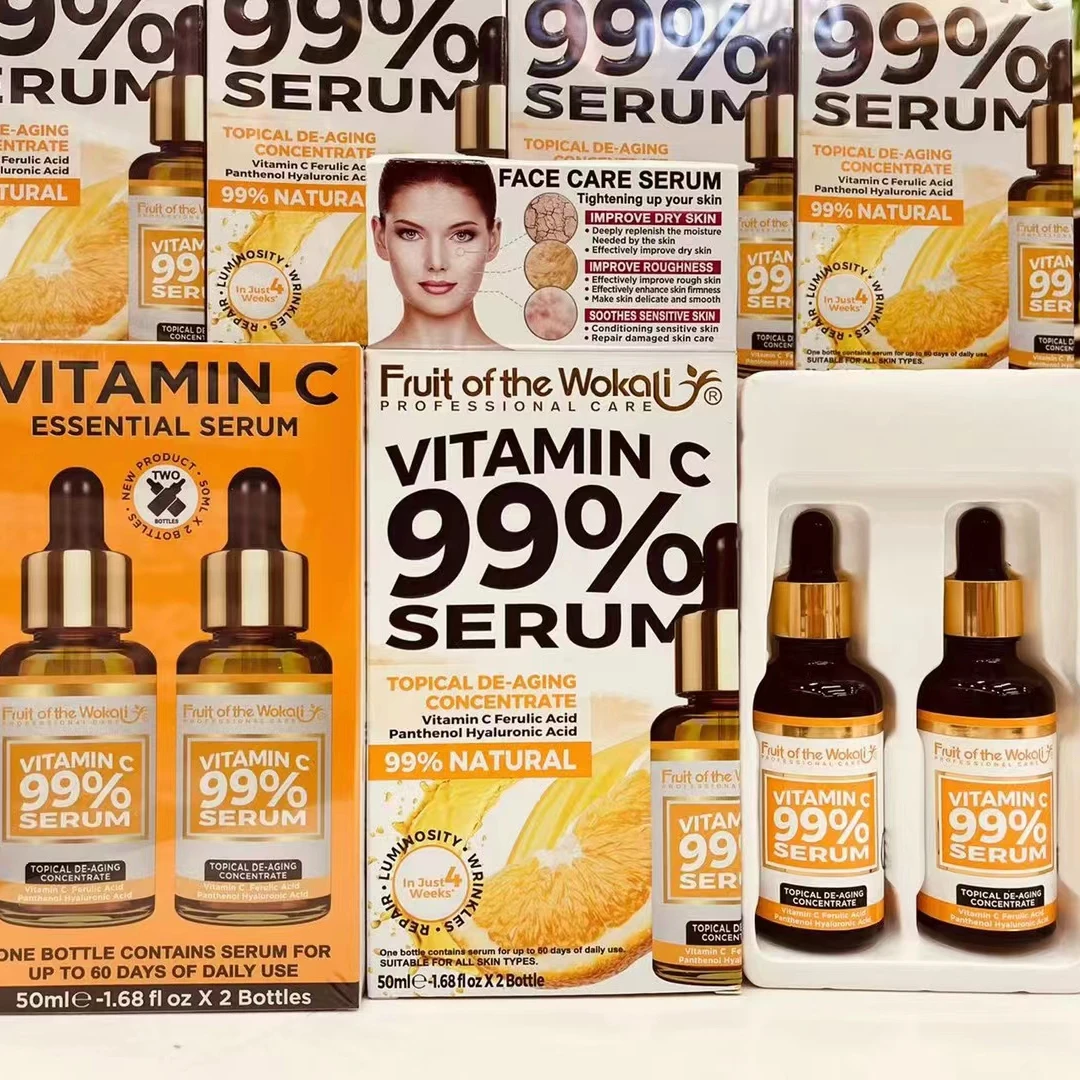 NEW NEW INNOVATION  Wokali Vitamin C 99% Serum  50ML Topical De-aging Concentrate of VC Ferulic Acid& Panthenol Hyaluronic Acid