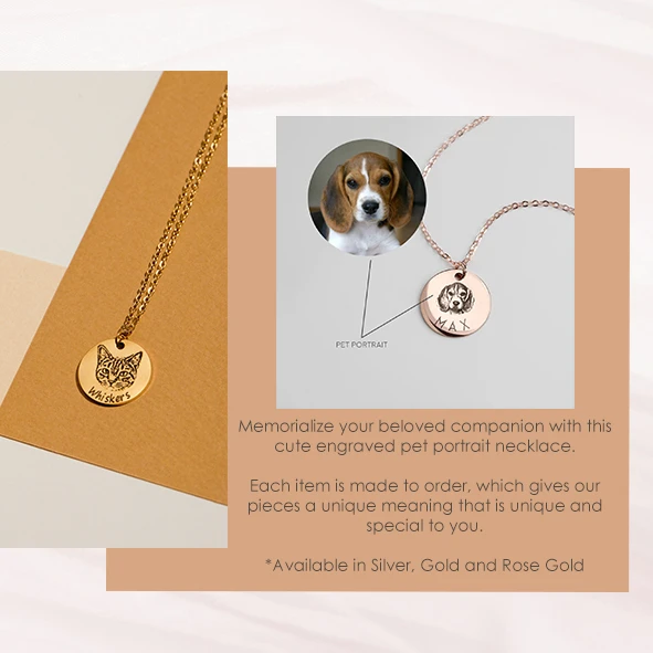 Wholesale Custom Personalized Pet Dog Tag Memorial Charm Jewelry Photo Engraved Portrait Stainless Steel Necklace For Women