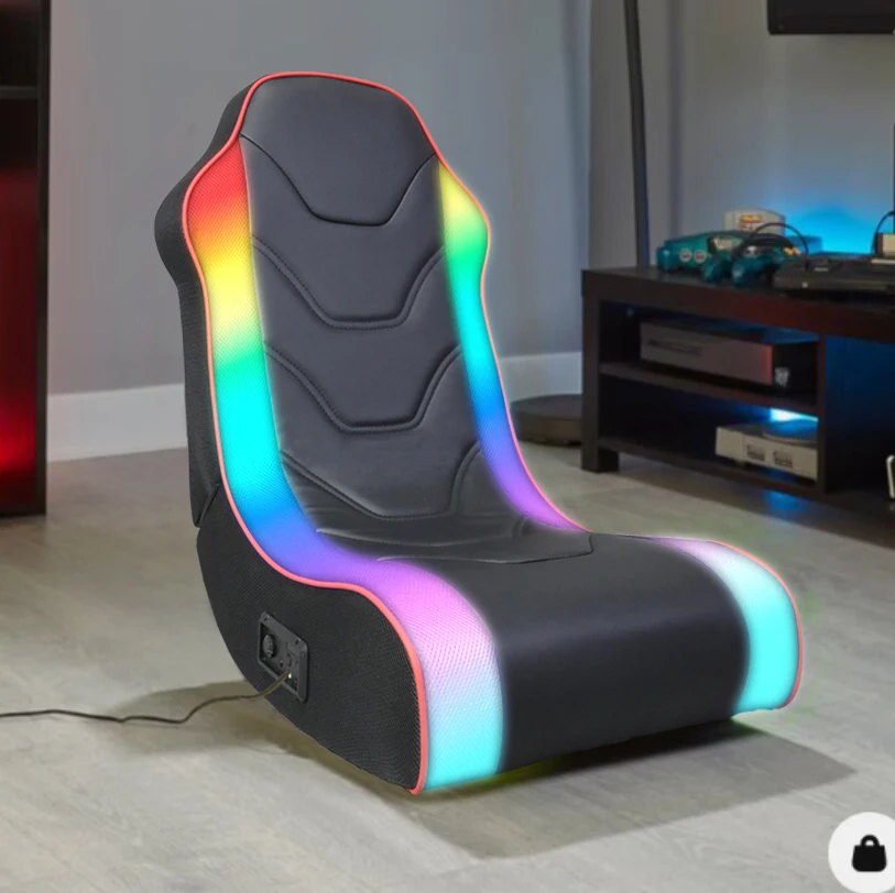 WSH3698 Ergonomic Rocking Chair RGB Foldable Portable Game Massage Gaming Seat Reclining Reading Napping TV Speakers