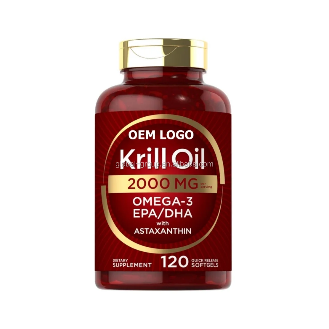 Private Label krill oil capsule Omega-3 DHA for adults 100% plant based 1000mg krill oil softgel