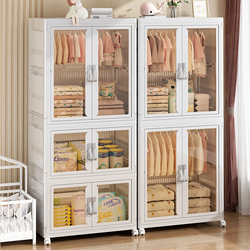 Household Storage Cabinet Foldable Wardrobe Storage Cabinet Box Combination Stackable Clothes Organizer