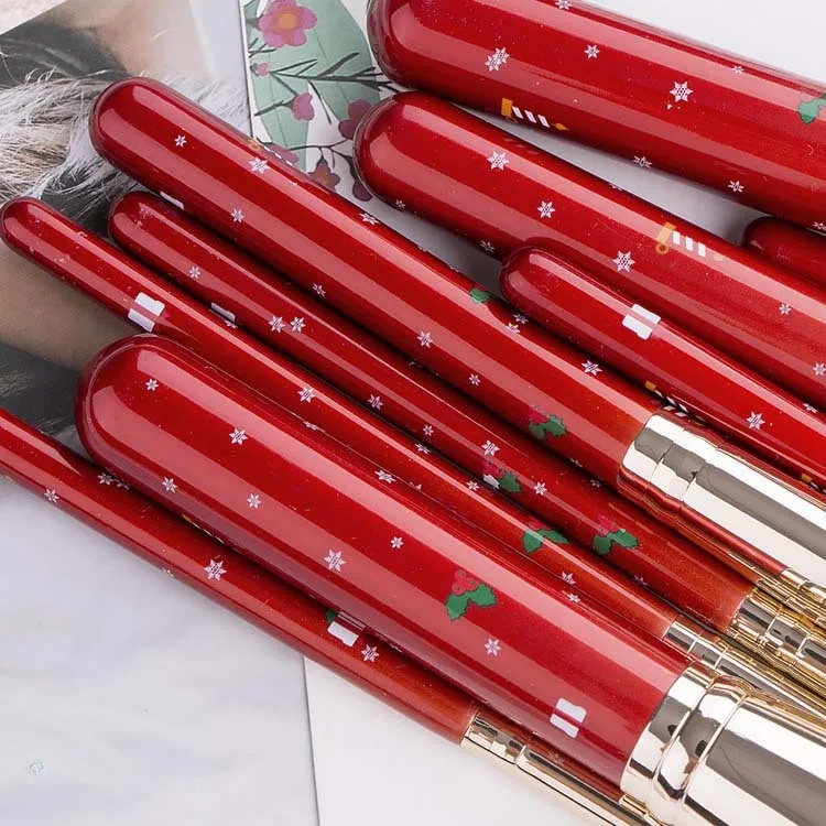 New 2024 cosmetic tools 9/10/14 pcs Eye shadow diamond bling vegan Red makeup brush set Christmas gift