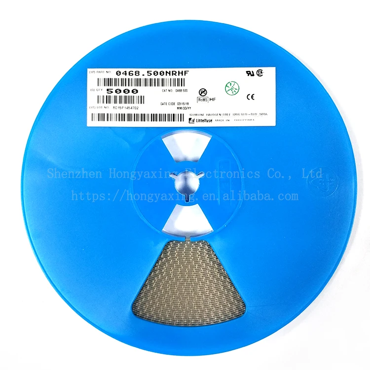 468 series - SilmLine lead-free and halogen-free 1206 slow melting film fuse 0468.500NRHF 0.5A 63V Littelfuse SMD fuse