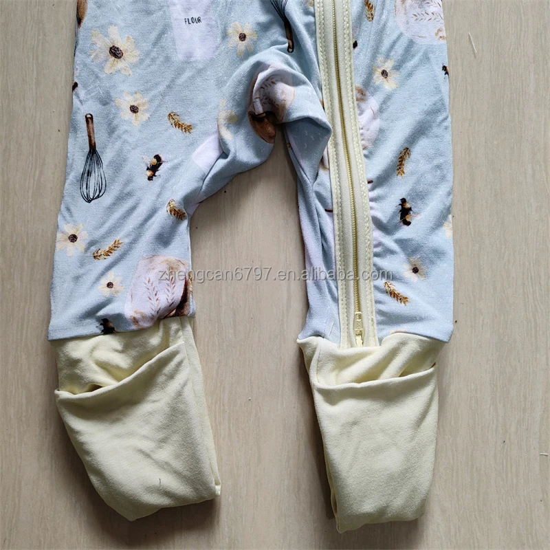 Wholesale Girl Spring Rompers Bamboo Zipper Cute Cartoon Pajamas For Kids Print Long Sleeve Beautiful Baby Bodysuit