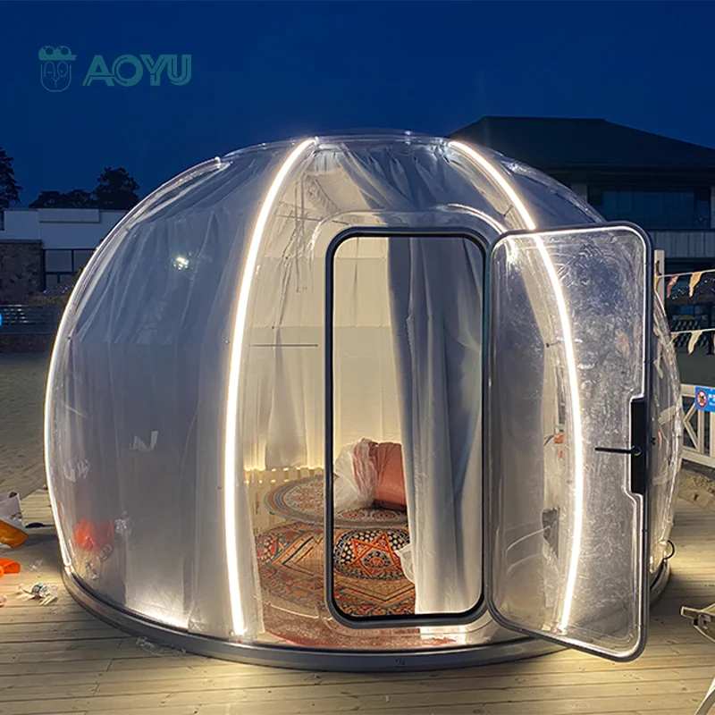 Outdoor Full Transparent Semi-Circular Type Pc Polycarbonate Igloo Clear Dome Bubble Luxury Tent Glamping