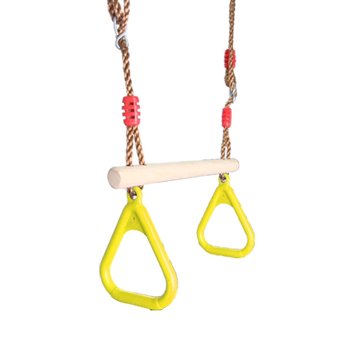 Детская игровая площадка, деревянная трапециевидная качели с пластиковыми кольцами, кольца для тренажерного зала