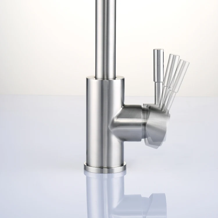 AMIGO Functional 304 Stainless Steel Goose neck Kitchen Faucet Water Mixer taps