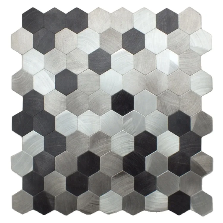 China professional self adhesive indoor hexagon Aluminum metal mosaic for sale