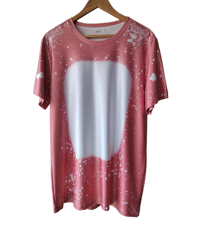 Custom USA size heat transfer 100% polyester pattern shirts unisex faux bleached blank sublimation t-shirts for adult and kids