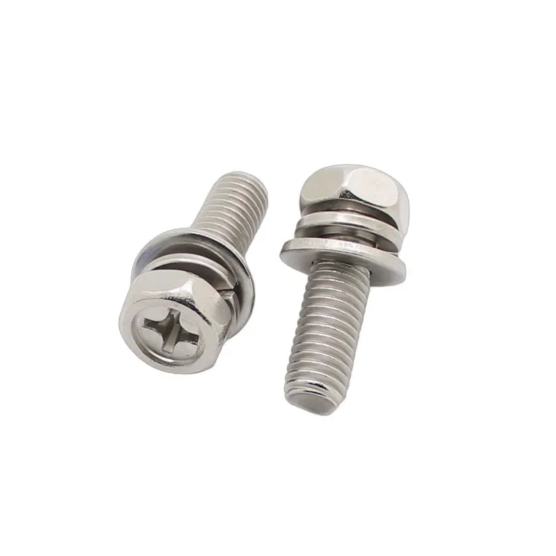 Hex Cross Head Bolt Hexagon Screws Custom Fastener M6 M10 M5 M12 M4 M3 Flat Spring Washers Screw Set