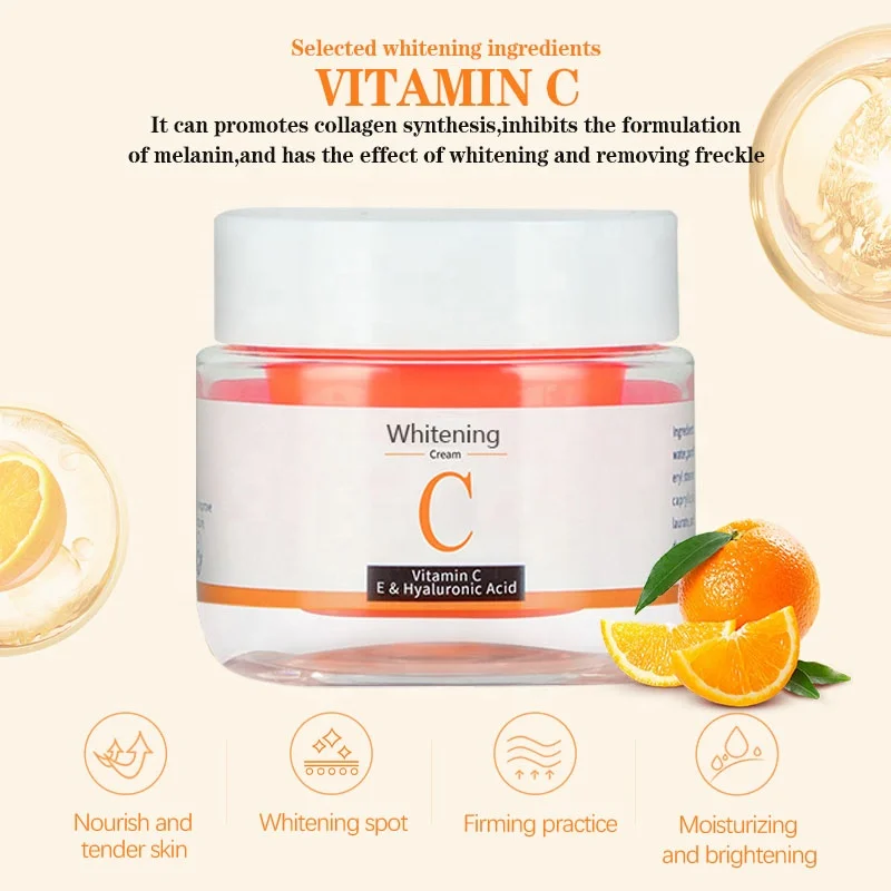 Brightening Whitening Vitamin C Night Face Cream Private Label Oem Organic Anti Wrinkle Puffiness Vitamin C Cream Face Repair