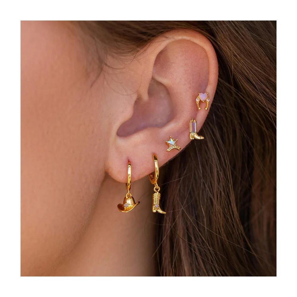 Vintage Jewelry 18K Gold Cowboy Boot Earrings Personalized Women