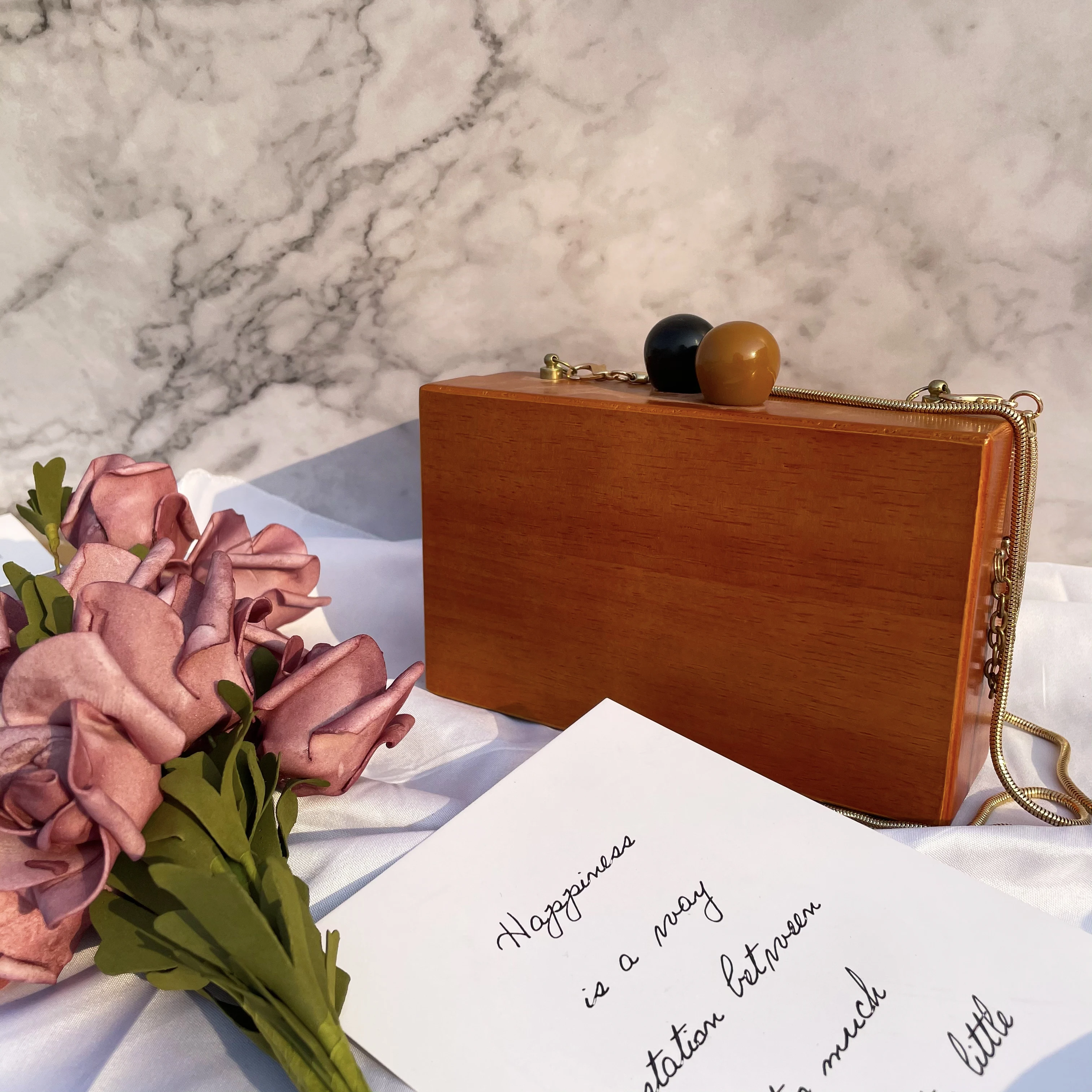 Wholesale customized handmade wooden handbag women purses evening clutch bags