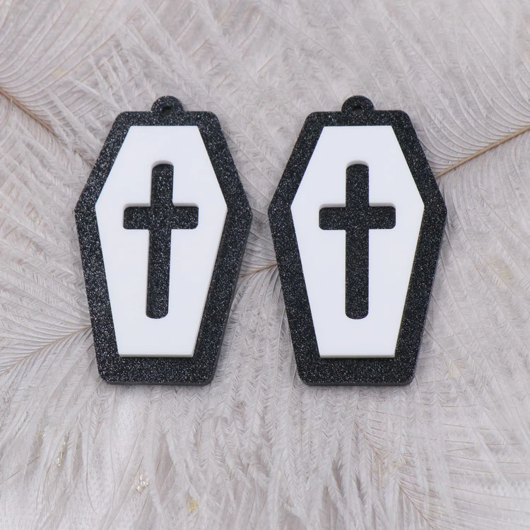 CHS156CH1308 Wholesale Cheap Customizable Coffin Grave Cross For Earrings Holiday Acrylic Jewelry Accessories