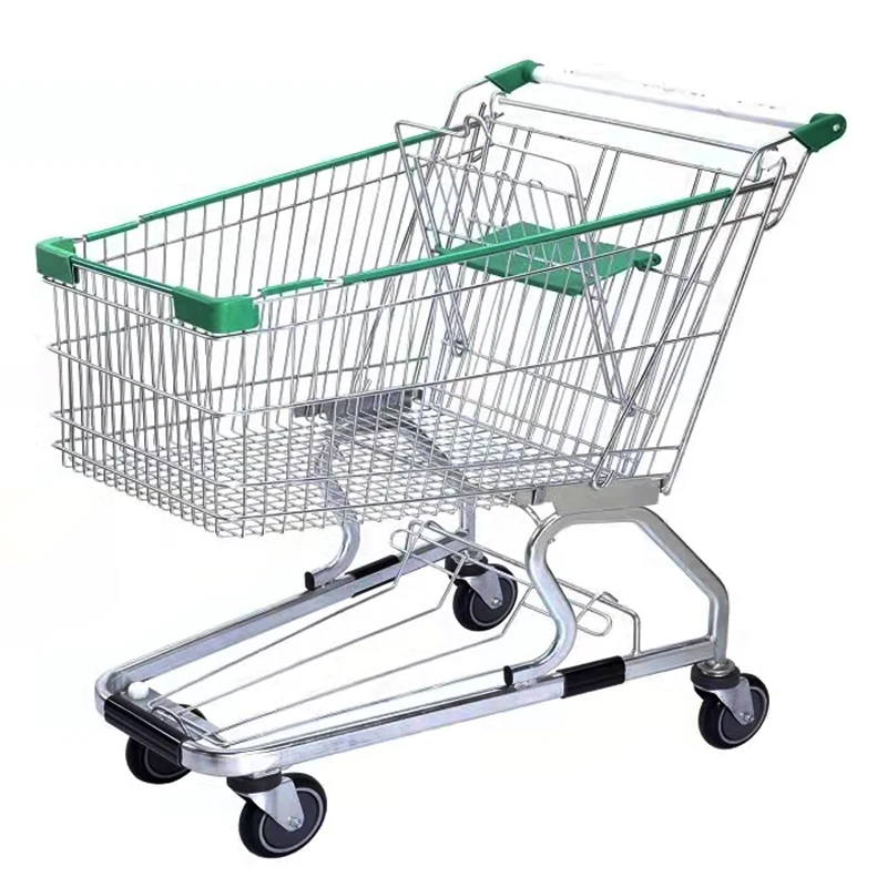 Customized Double Layers Supermarket Retail Stores Shopping Baskets Cart Trolley