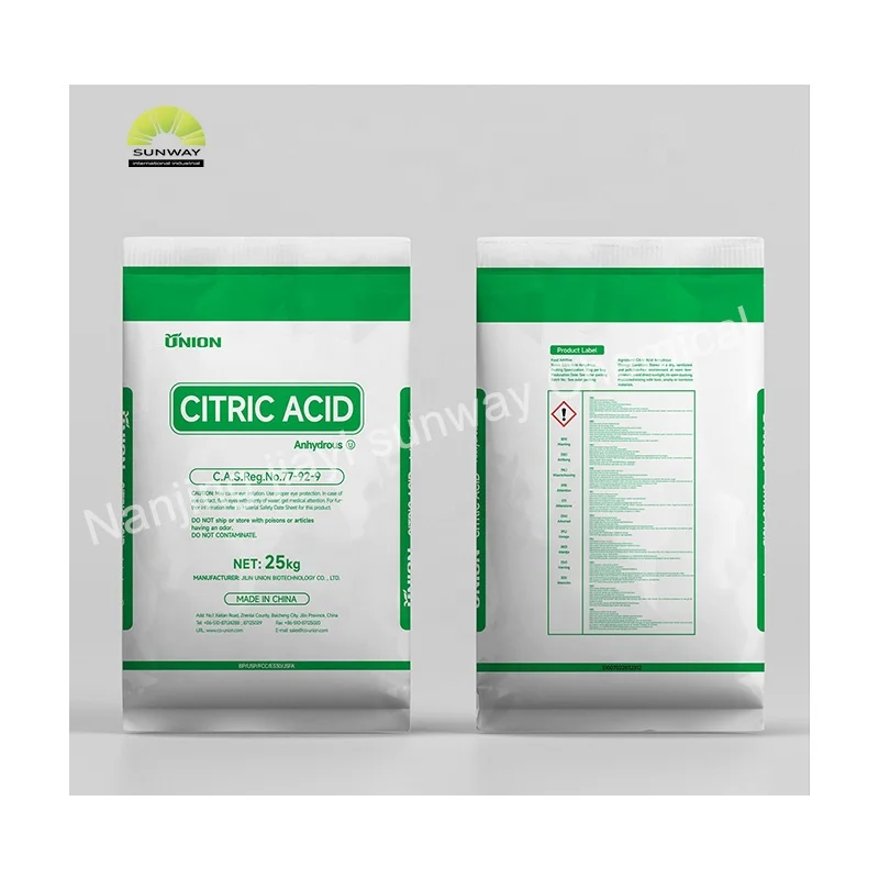 SUNWAY Food Grade Anhydrous and Monohydrate Citric Acid Price 99.5% Citric Acid for Food Additives