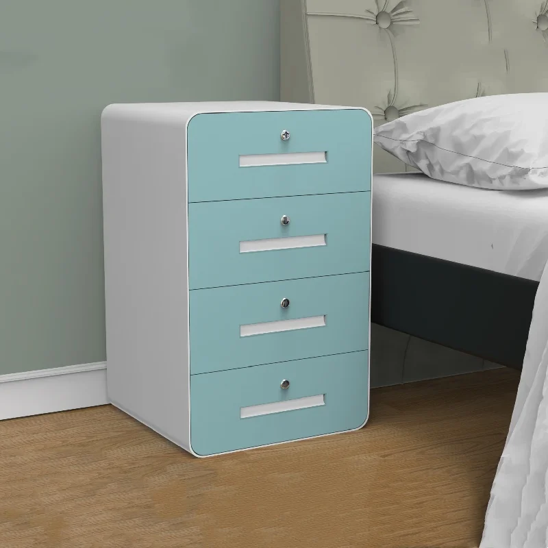 Складской офисный стальной 4 ящика передвижной круглый край шкаф с замком